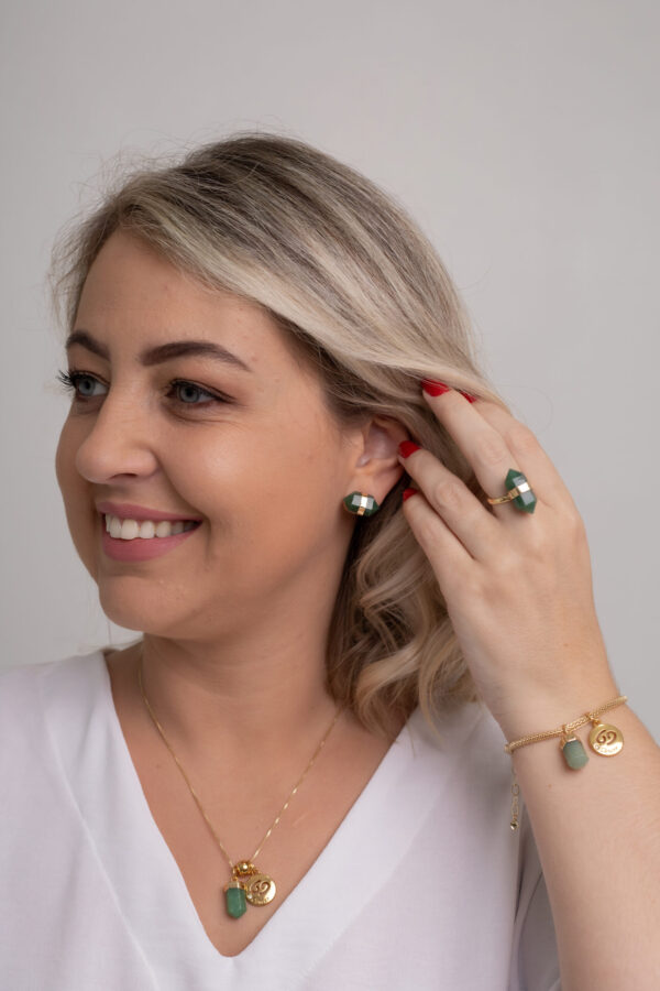Colar folheado em ouro 18k Signo de Câncer - Quartzo Verde - Imagem 5