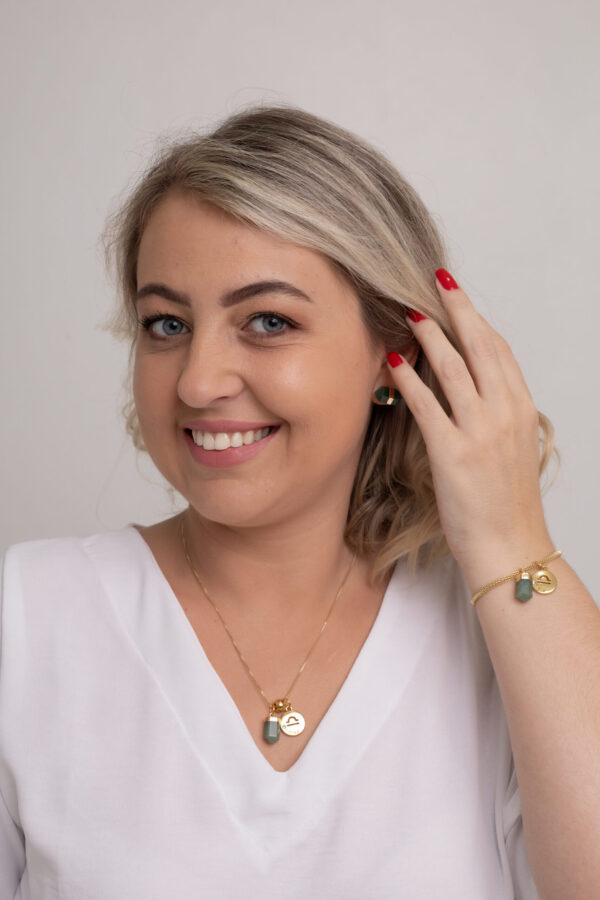 Colar folheado em ouro 18k Signo de Libra - Quartzo Verde - Imagem 5