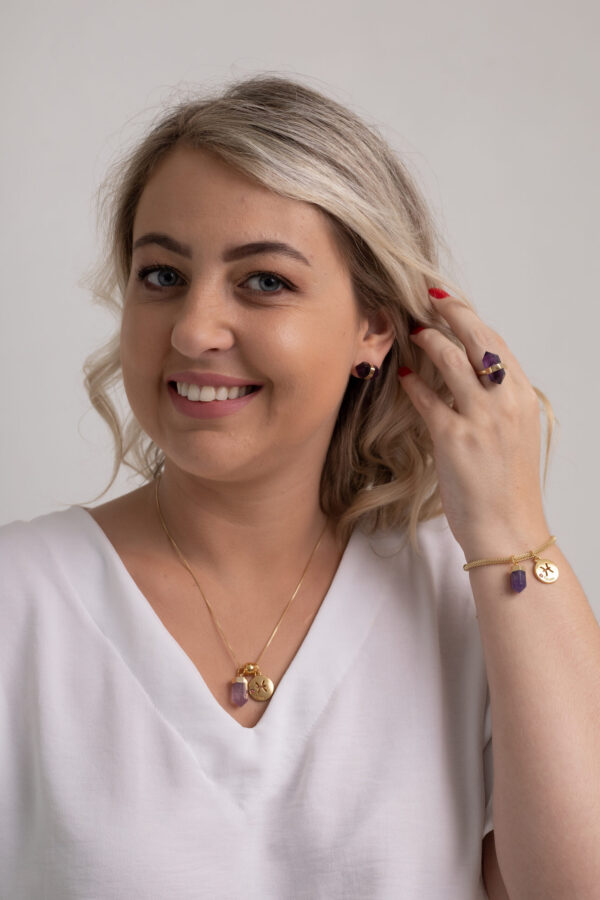 Pulseira folheada em ouro 18k Signo de Peixes - Ametista - Imagem 3