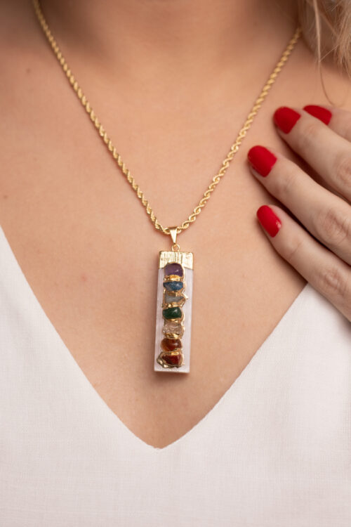 Colar Entrelaçado 7 Chakras folheado em ouro 18k