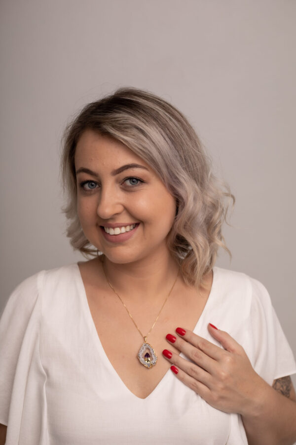 Colar Ágata com ponta de Ametista folheado em ouro 18k - Imagem 3