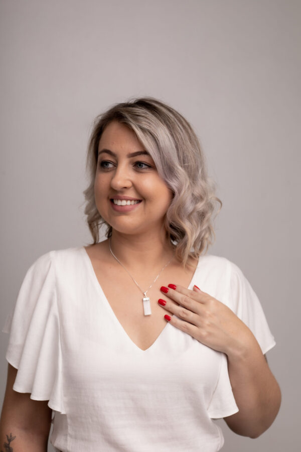 Colar Purificação com Selenita Bruta folheado em prata - Imagem 3