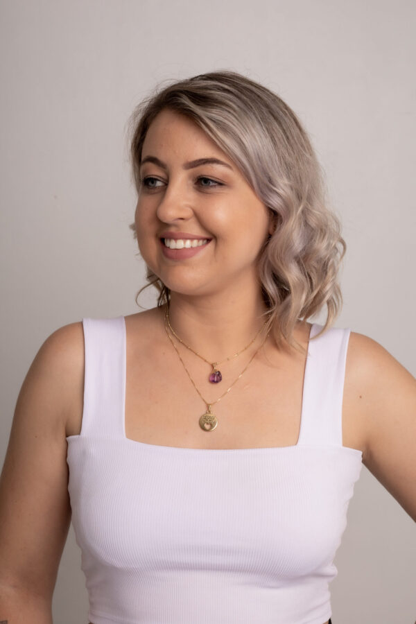 Conjunto Choker Ametista + Colar Ho'oponopono folheado em ouro 18k - Imagem 3