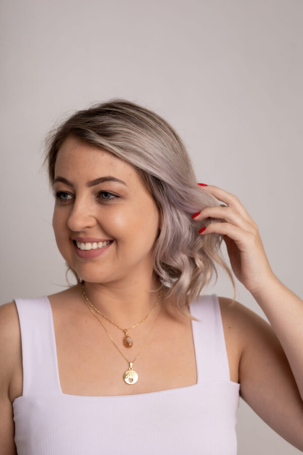 Conjunto Choker Citrino + Colar Ho'oponopono folheado em ouro 18k - Imagem 3