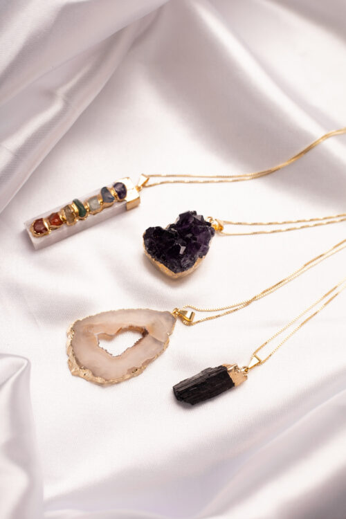 Kit 4 Colares Pedras de Poder folheados em ouro 18k