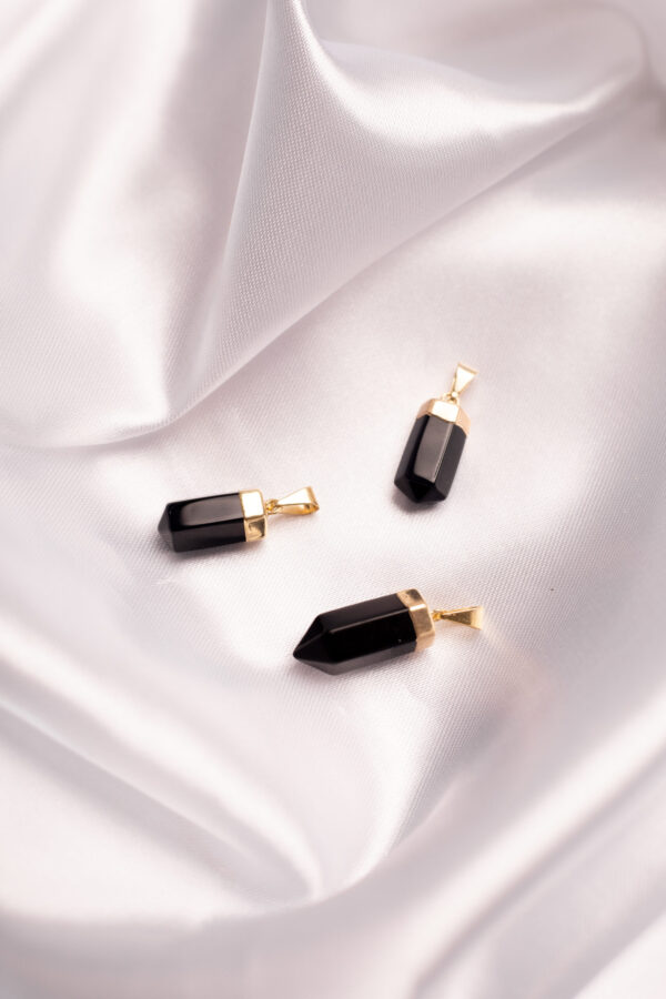 Pingente Ponta de Obsidiana Negra dourado - Imagem 2