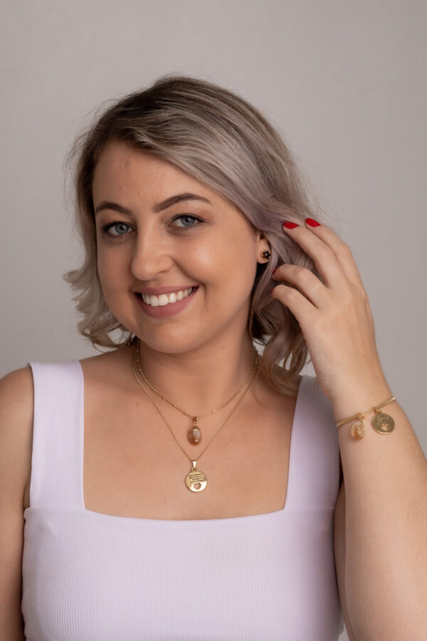 Conjunto Choker Citrino + Colar Ho'oponopono folheado em ouro 18k - Imagem 4