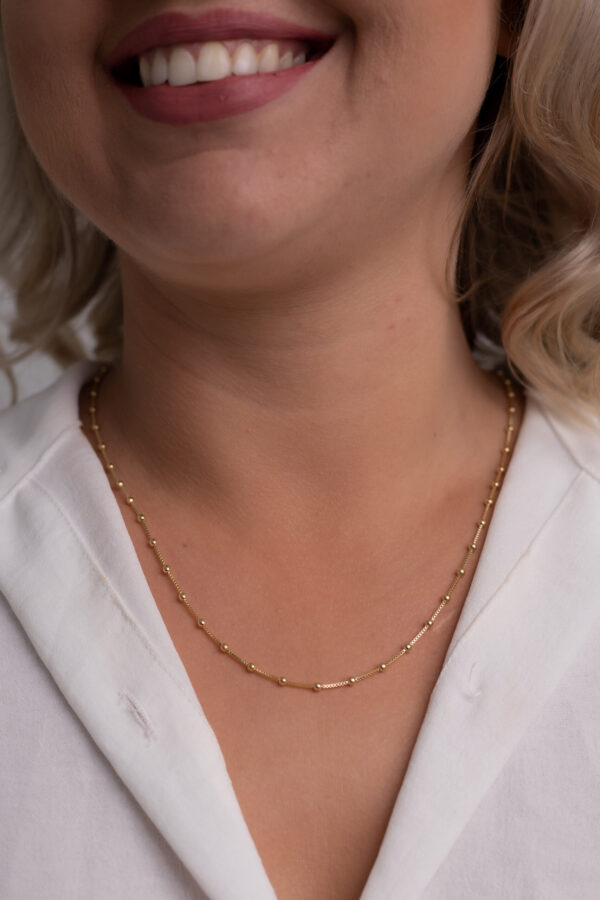 Gargantilha bolinha 45cm folheada em ouro 18k - Imagem 2