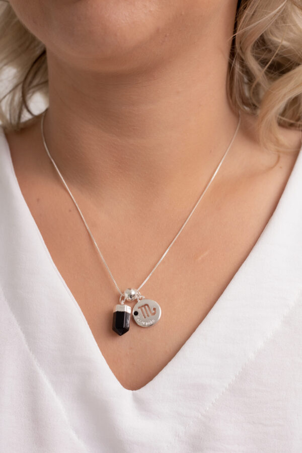 Kit 2 Peças Signo de Escorpião - Pulseira + Colar Obsidiana folheado em prata - Imagem 4