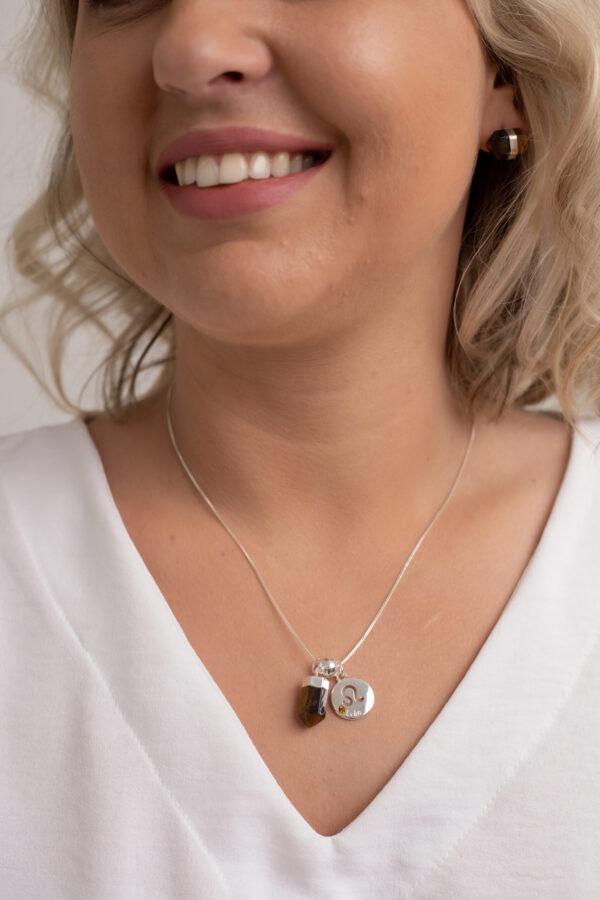 Kit 2 Peças Signo de Leão - Pulseira + Colar Olho de Tigre folheado em prata - Imagem 4