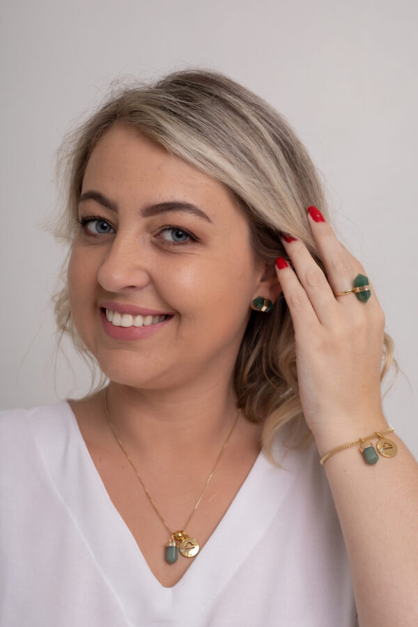 Pulseira folheada em ouro 18k Signo de Libra - Quartzo Verde - Imagem 2