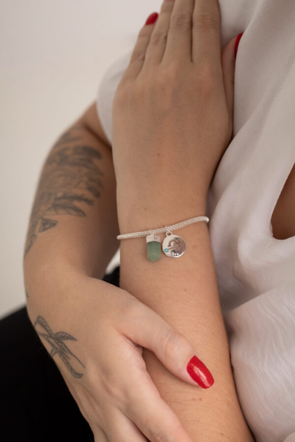 Kit 2 Peças Signo de Libra - Pulseira + Colar Quartzo Verde folheado em prata - Imagem 3