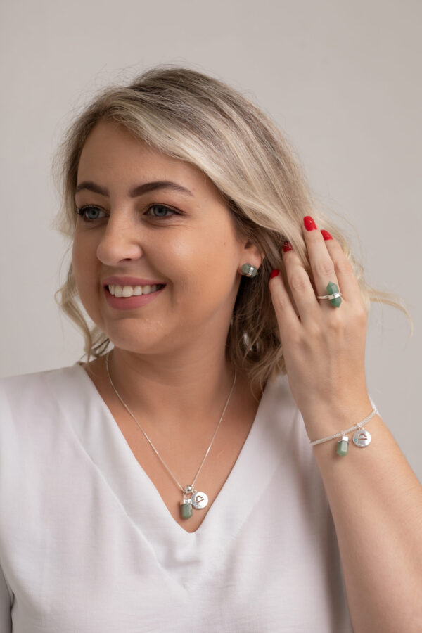Pulseira folheada em prata Signo de Libra - Quartzo Verde - Imagem 3