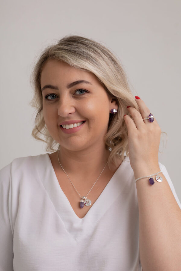 Pulseira folheada em prata Signo de Peixes - Ametista - Imagem 3
