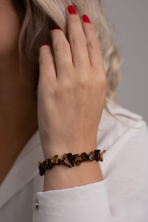 Pulseira Olho de Tigre Proteção e Sucesso com elástico