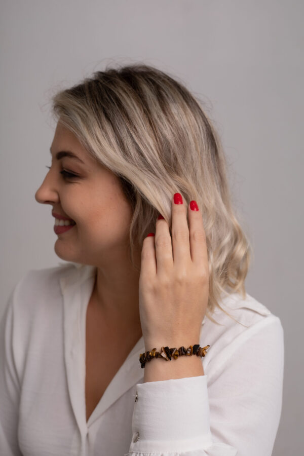 Pulseira Olho de Tigre Proteção e Sucesso com elástico - Imagem 3