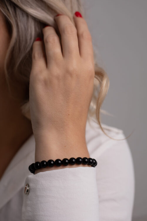 Pulseira Esfera Proteção Obsidiana Negra