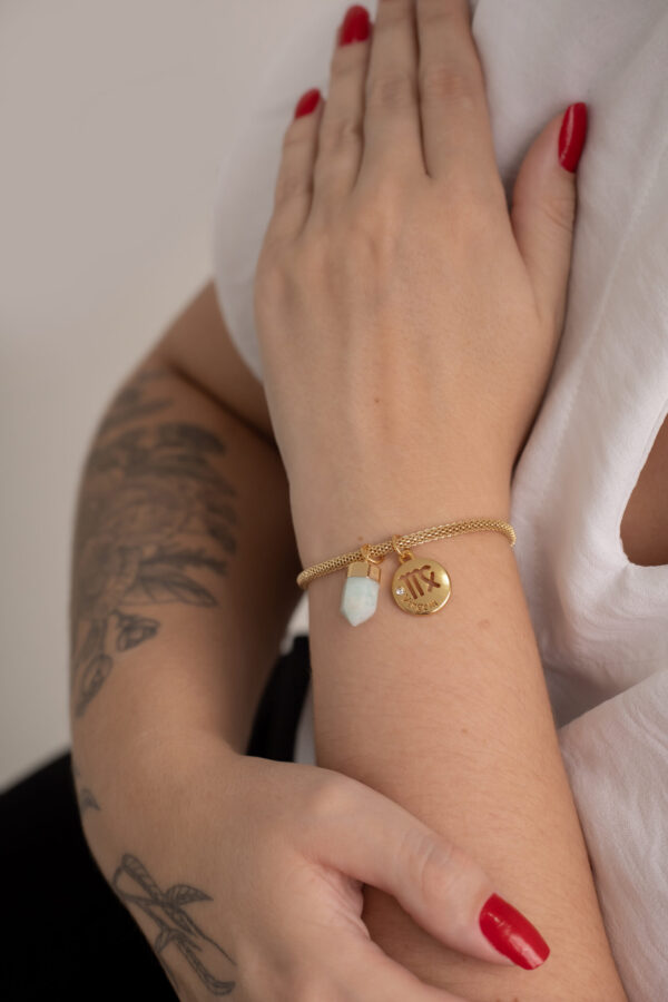 Pulseira folheada em ouro 18k Signo de Virgem - Amazonita - Imagem 2