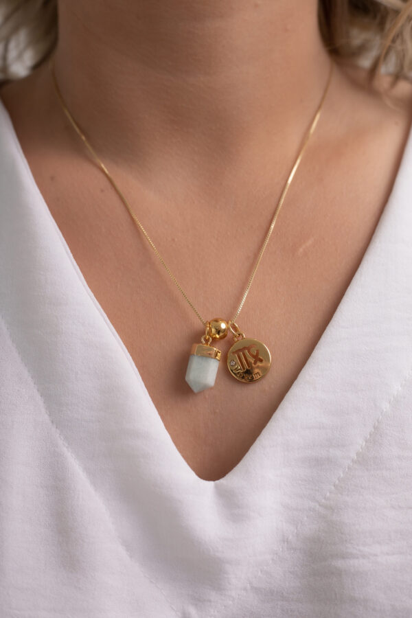 Kit 2 Peças Signo de Virgem - Pulseira + Colar Amazonita folheado em ouro 18k - Imagem 4