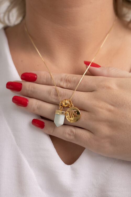 Colar folheado em ouro 18k Signo de Virgem - Amazonita