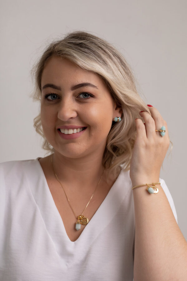Pulseira folheada em ouro 18k Signo de Virgem - Amazonita - Imagem 3