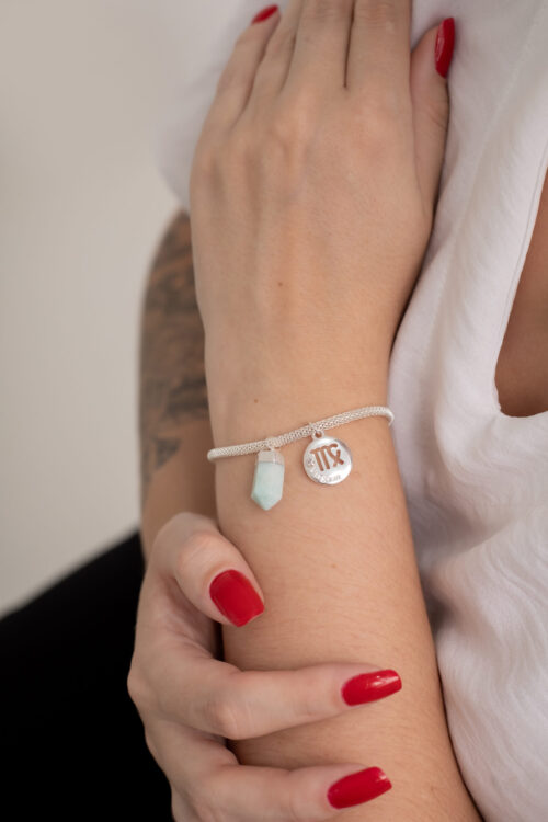 Pulseira folheada em prata Signo de Virgem - Amazonita