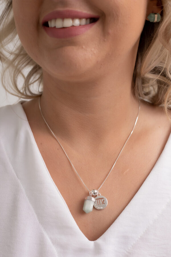 Kit 2 Peças Signo de Virgem - Pulseira + Colar Amazonita folheado em prata - Imagem 4