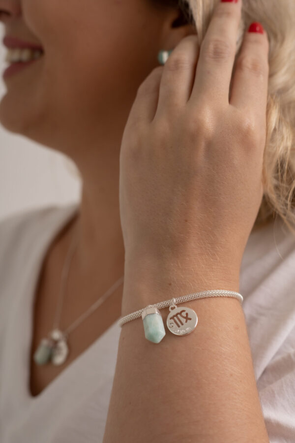 Kit 2 Peças Signo de Virgem - Pulseira + Colar Amazonita folheado em prata - Imagem 3