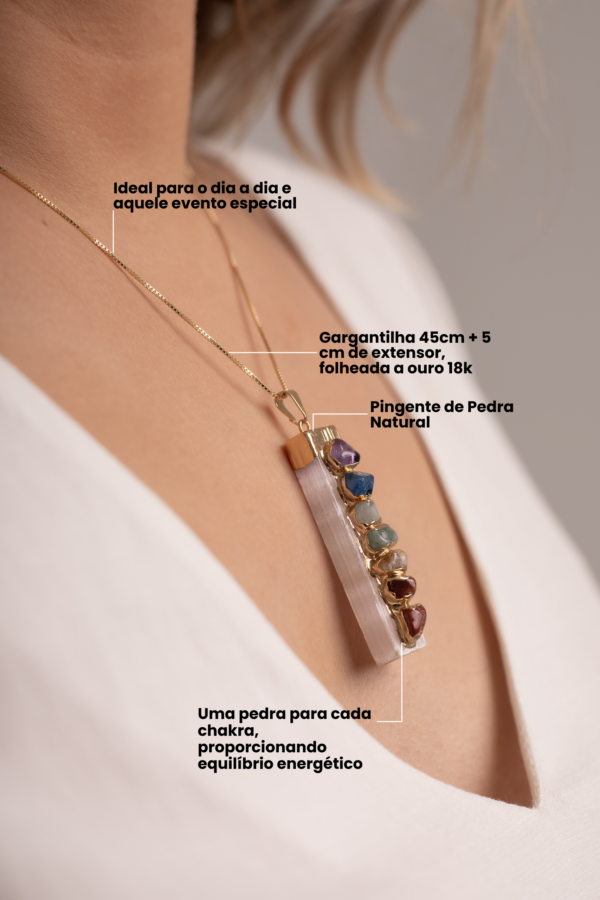 Colar 7 Chakras folheado em ouro 18k - Imagem 2