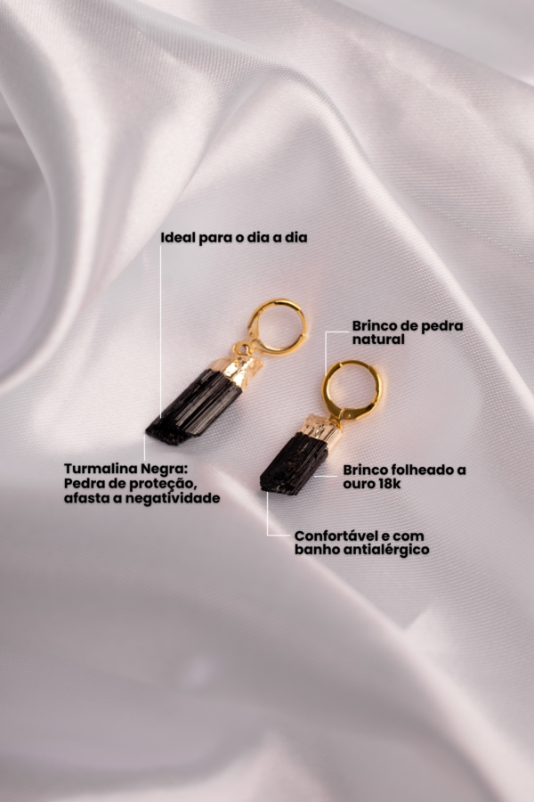 Brinco Click Proteção de Turmalina Negra Bruta - Imagem 2