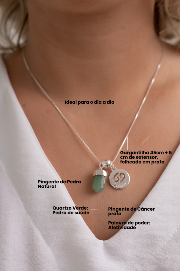 Colar folheado em prata Signo de Câncer - Quartzo Verde - Imagem 2