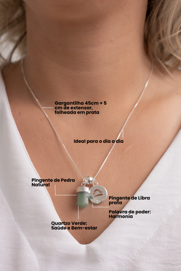 Colar folheado em prata Signo de Libra - Quartzo Verde - Imagem 2