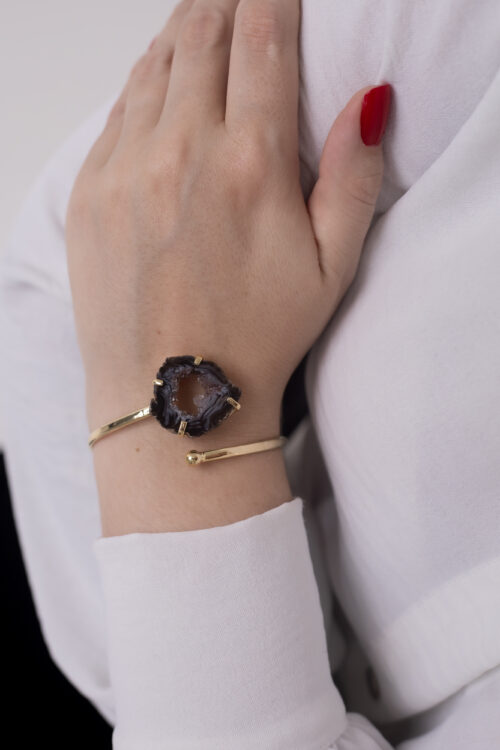 Bracelete Ajustável Ágata folheado em ouro 18k