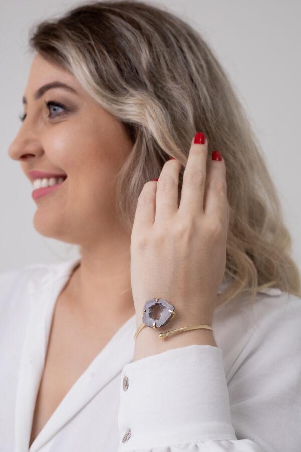 Bracelete Ajustável Ágata folheado em ouro 18k - Imagem 3