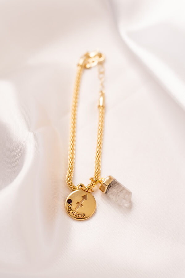 Pulseira folheada em ouro 18k Signo de Sagitário - Cristal - Imagem 2