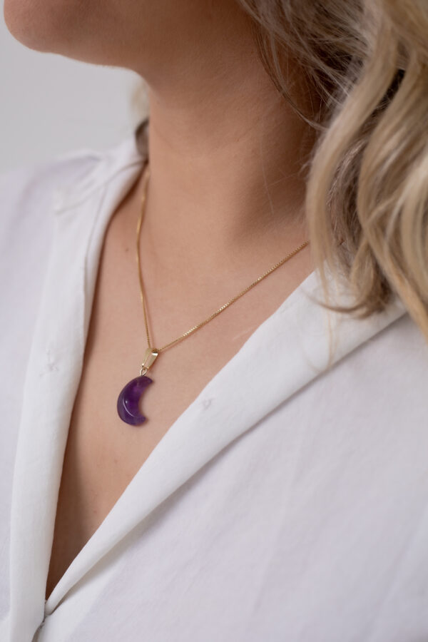 Colar Lua Ametista folheado em ouro 18k - Imagem 3