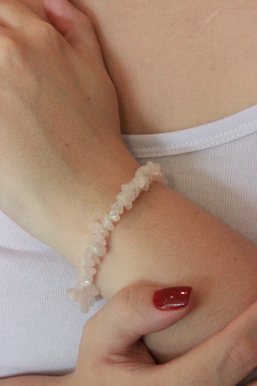 Pulseira Quartzo Rosa com elástico