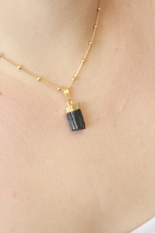 Choker Turmalina Negra folheada em ouro 18k - Imagem 2
