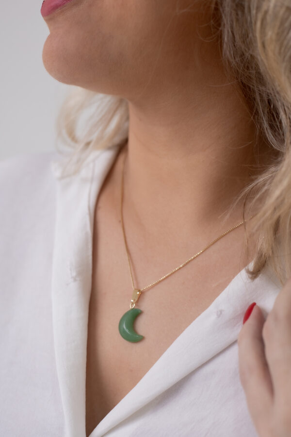 Colar Lua Quartzo Verde folheado em ouro 18k - Imagem 2