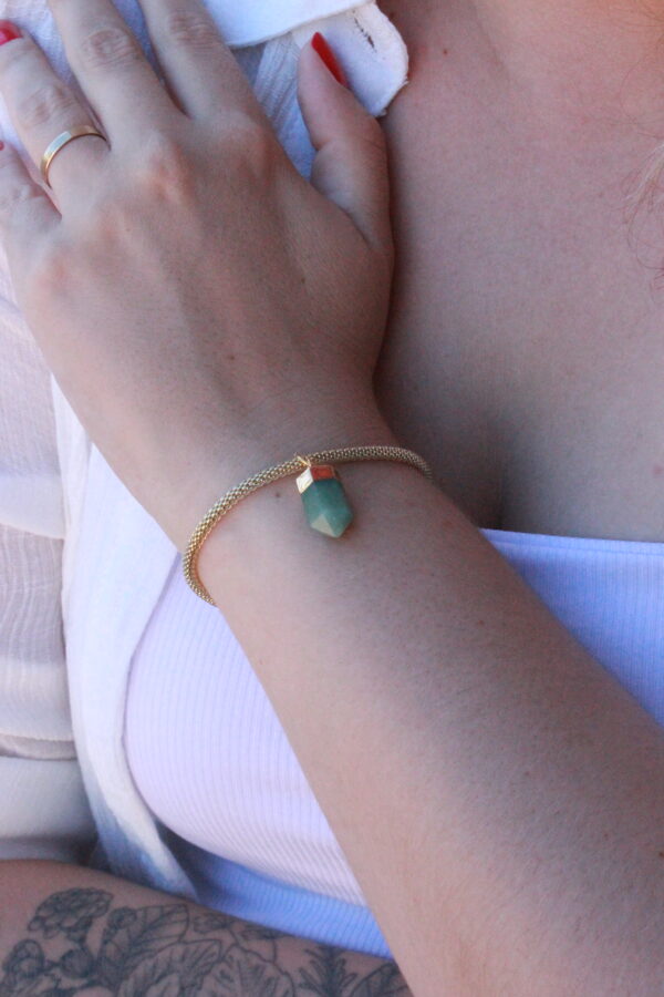 Pulseira folheada em ouro 18k Quartzo Verde - Imagem 2