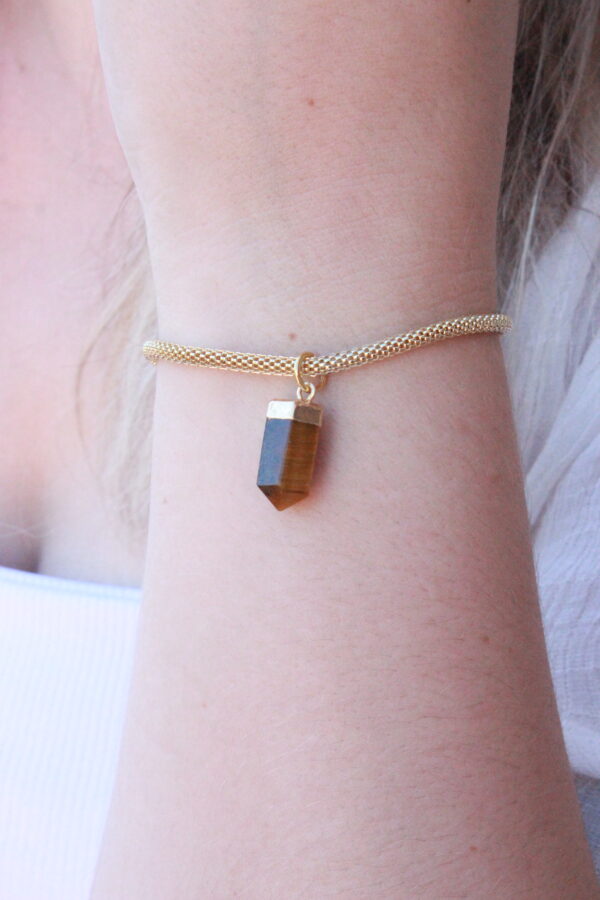 Pulseira folheada em ouro 18k Olho de Tigre - Imagem 2