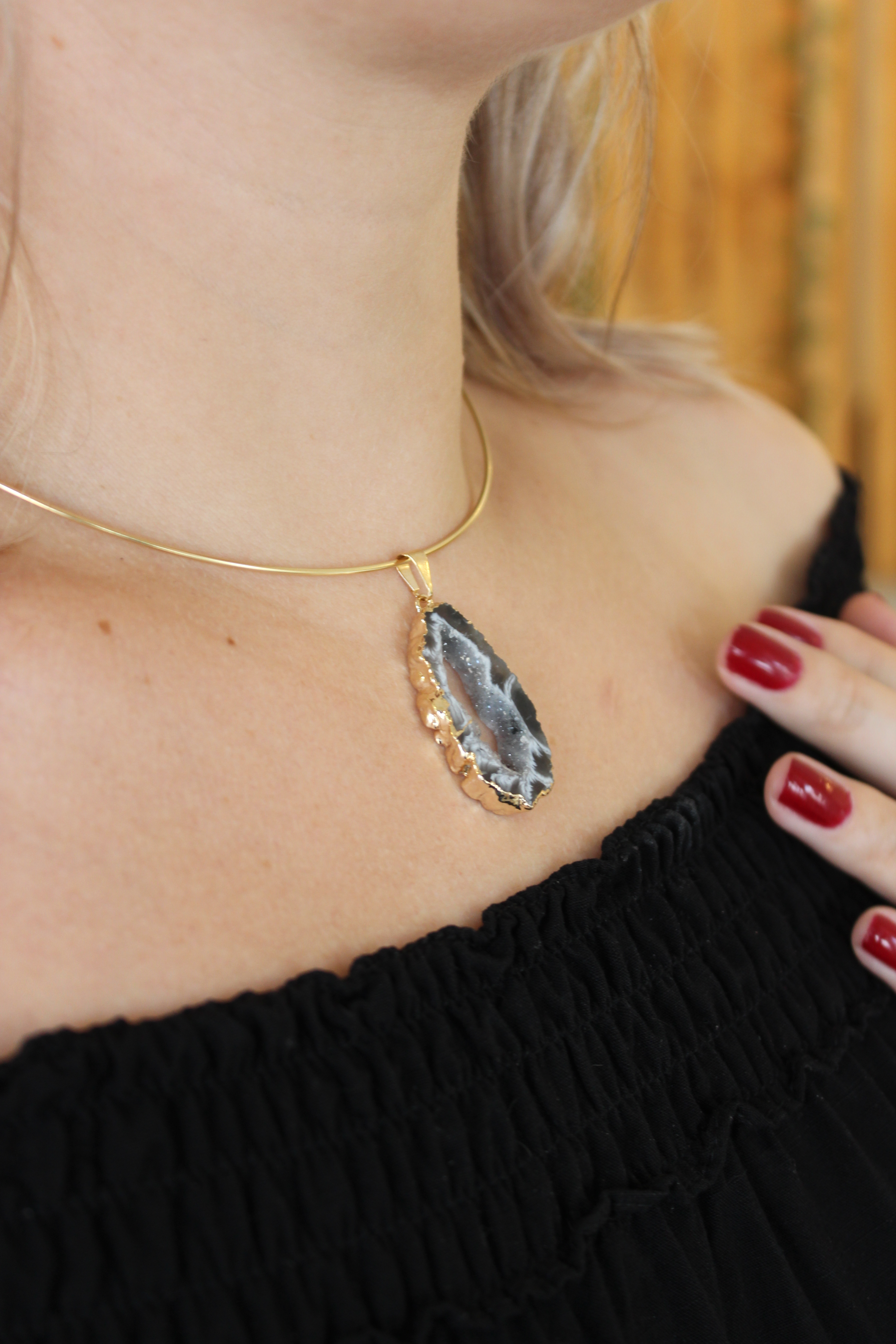 Choker Aro Ágata folheada em ouro 18k