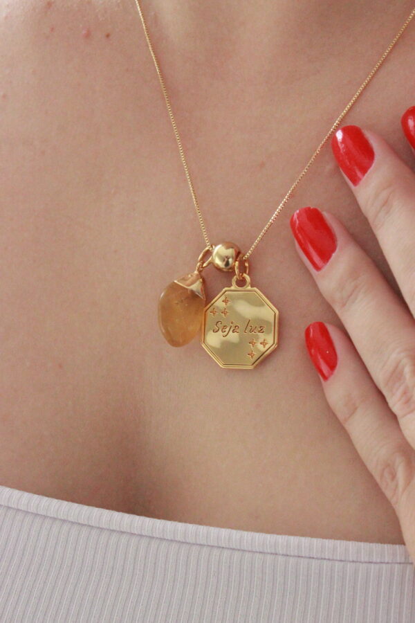 Colar Citrino Seja Luz folheado em ouro 18k - Imagem 2